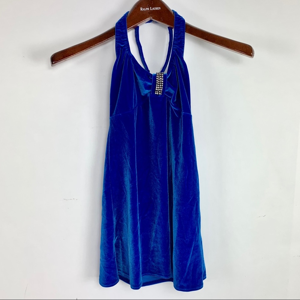 Lyrical Contemporary Dance Costume Blue Velvet LC